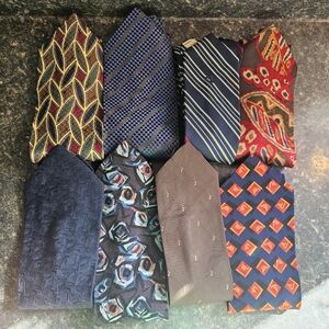 Designer Tie Men's Lot of 8 Neckties Cardin, Valentino Mercedes Benz London Fog